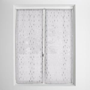 Blancheporte Vitrážová záclona se stříbrným motivem, zakončení tunýlkem šedá 60x120cm