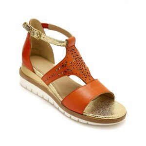 Blancheporte Kožené sandály s pajetkami, kaštanové oranžová 38