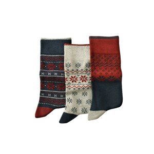 Blancheporte Sada 3 párů ponožek s vánočním vzorem nám.modrá/šedá 39/42