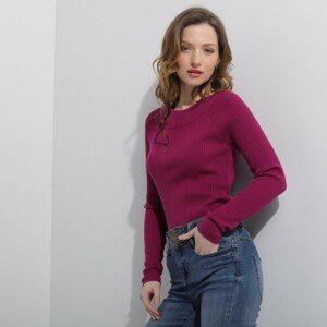 Blancheporte Žebrovaný pulovr se stojáčkem, délka cca 72 cm purpurová 34/36