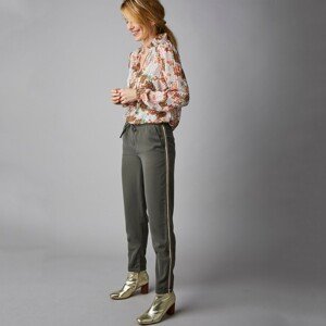 Blancheporte Rovné kalhoty s postranními lampasy khaki 36