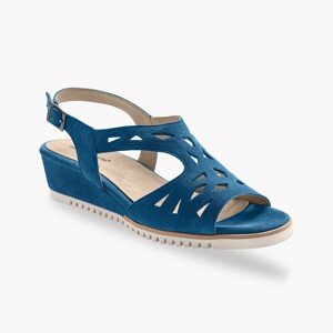 Blancheporte Kožené semišové sandály na klínovém podpatku, námořnicky modré námořnická modrá 38