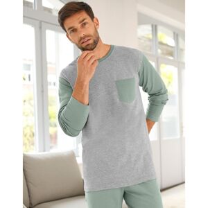 Blancheporte Pyžamové dvoubarevné tričko s dlouhými rukávy šedá/zelená 117/126 (XXL)