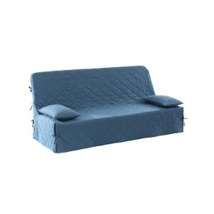 Blancheporte Prošívaný jednobarevný potah na zavázání na pohovku clic-clac, plátno bachette modrá 140x190cm
