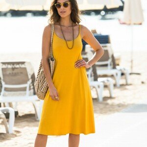 Blancheporte Jednobarevné rozšířené šaty žlutá 50