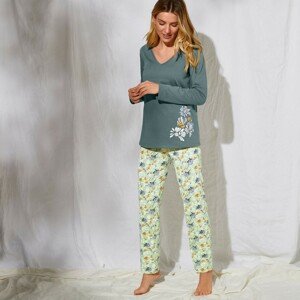 Blancheporte Pyžamové kalhoty s potiskem "okvětních lístků" potisk zelená 34/36