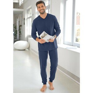 Blancheporte Sada 2 jednobarevných pyžam s kalhotami a výstřihem do "V", bavlna šedá+nám.modrá 97/106 (L)