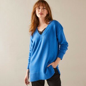 Blancheporte Tunikový pulovr s výstřihem do "V" tmavě modrá 42/44