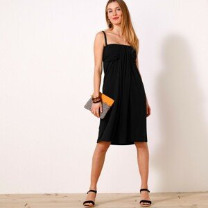 Blancheporte Šaty s odnímatelnými ramínky, jednobarevné černá 50