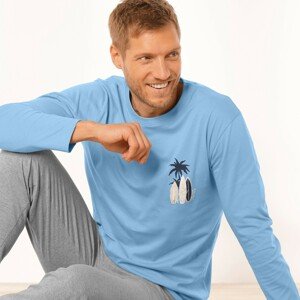 Blancheporte Pyžamové tričko s dlouhými rukávy, motiv "surf" nebeská modrá 97/106 (L)