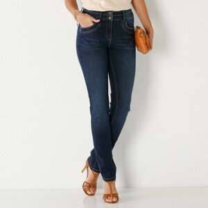 Blancheporte Rovné džíny v opraném vzhledu tmavě modrá 50