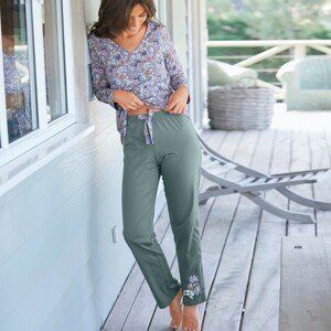 Blancheporte Pyžamové kalhoty se středovým potiskem "okvětních lístků" šalvějová 42/44