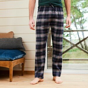 Blancheporte Flanelové pyžamové kalhoty s potiskem kostky nám. modrá 60/62