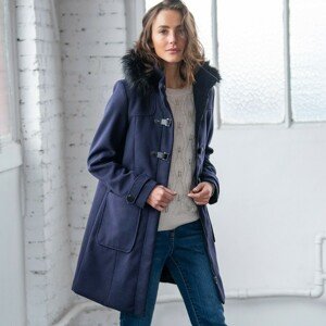 Blancheporte Jednobarevný kabát duffle-coat s kapucí nám. modrá 50