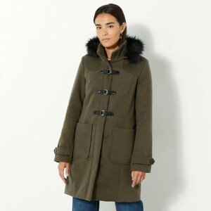Blancheporte Jednobarevný kabát duffle-coat s kapucí khaki 40