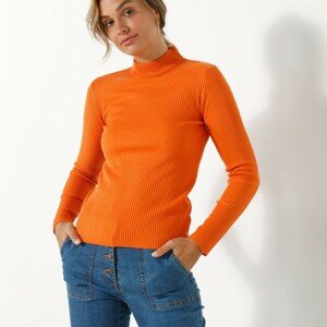 Blancheporte Žebrovaný pulovr se stojáčkem mangová 52