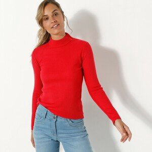 Blancheporte Žebrovaný pulovr se stojáčkem červená 50