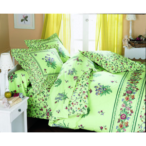 Blancheporte Povlečení Luxy, bavlna zelená/polycoton dvoulůžko 2x70x90,220x240cm