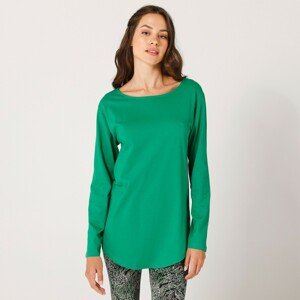Blancheporte Jednobarevné tričko s dlouhými rukávy zelená 34/36