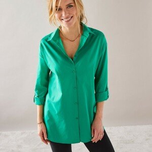 Blancheporte Dlouhá jednobarevná košile zelená 42