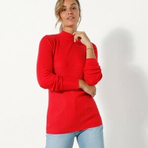 Blancheporte Žebrovaný pulovr se stojáčkem červená 50
