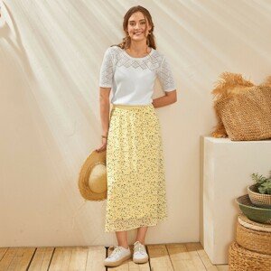 Blancheporte Dlouhá rozšířená sukně s minimalistickým vzorem žlutá 50