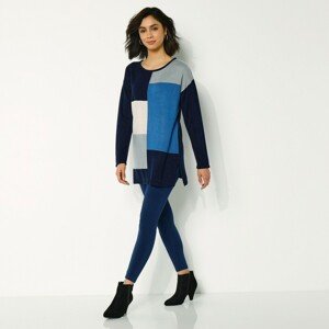 Blancheporte Dlouhý pulovr s geometrickým vzorem nám. modrá/modrá 34/36