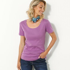 Blancheporte Jednobarevné tričko s krátkými rukávy, bio bavlna fialová 50