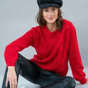 Blancheporte Ažurový pulovr s dlouhými rukávy červená 34/36
