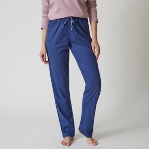 Blancheporte Jednobarevné pyžamové kalhoty s mašlí s potiskem květin nám. modrá 38/40