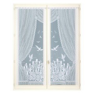 Blancheporte Rovná vitrážová záclona s motivem ptáčků, pro garnýžovou tyč, pár bílá 44x160cm