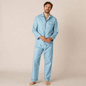Blancheporte Klasické pyžamo, flanel modrá 127/136 (3XL)