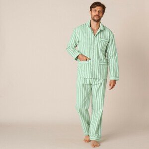 Blancheporte Klasické pyžamo, flanel zelená 117/126 (XXL)