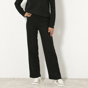 Blancheporte Rovné kalhoty z česaného úpletu s pružným pasem černá 50