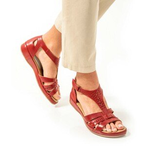 Blancheporte Kožené sandály na suchý zip, extra široké červená 36