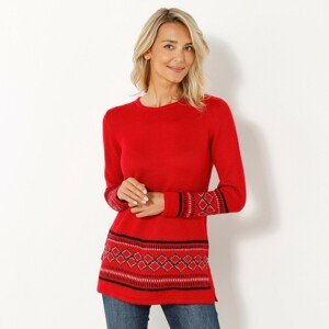 Blancheporte Tunikový pulovr se žakárovým vzorem červená 34/36
