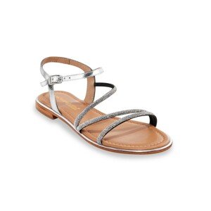Blancheporte Kožené štrasové sandály Hoctavy stříbřitá 36