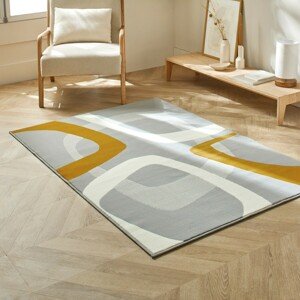 Blancheporte Obdélníkový koberec s retro motivem perlově šedá/kari 120x170cm