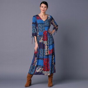 Blancheporte Dlouhé šaty v patchwork designu modrá/červená 36