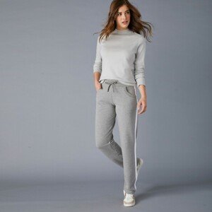 Blancheporte Sportovní dvoubarevné kalhoty šedý melír/bílá 52