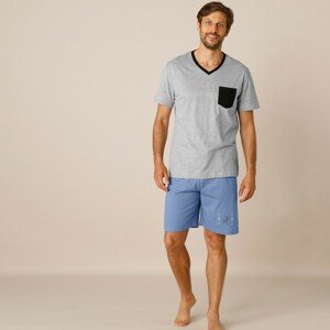 Blancheporte Dvoubarevné pyžamové tričko s krátkými rukávy šedý melír 107/116 (XL)