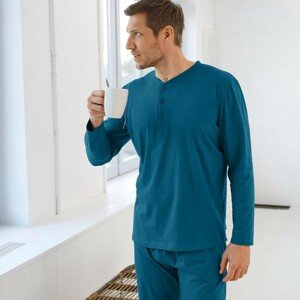 Blancheporte Pyžamo s tuniským výstřihem, jednobarevné modrá 107/116 (XL)