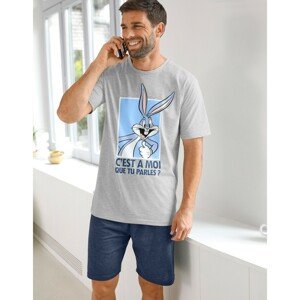 Blancheporte Pyžamo Bugs Bunny se šortkami a krátkými rukávy modrá/šedá 107/116 (XL)