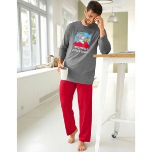 Blancheporte Pyžamo Tom Jerry s kalhotami a dlouhými rukávy šedý melír/bordó 97/106 (L)
