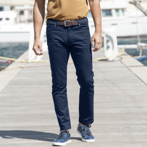 Blancheporte Tvilové rovné kalhoty námořnická modrá 48