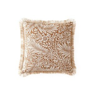 Blancheporte Sada 2 povlaků na polštářek s potiskem listů a jutovými třásněmi, čtvercový nebo karamelová 35x60cm