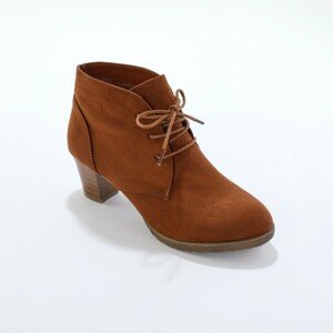 Blancheporte Kotníkové boty na podpatku v dřevěném vzhledu čokoládová 37