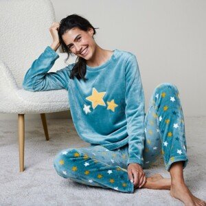 Blancheporte Fleecové pyžamo, hebké na dotek modrošedá 42/44