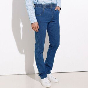 Blancheporte Extra pohodlné džíny s pružným pasem, vnitřní délka nohavic 82 cm modrá 58