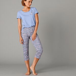 Blancheporte 3/4 pyžamové kalhoty s potiskem květin modrá 34/36